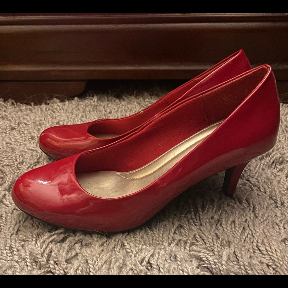 Red Almond-toe Dress Formalwear Heel Pumps